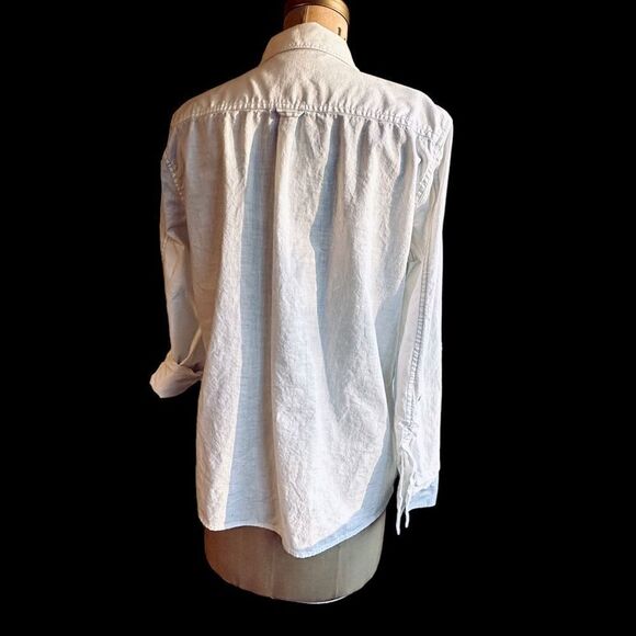 Calvin Klein Jeans White linen blend western style shirt size - Picture 2 of 16